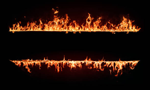 огненный пламя кадра. элемент дизайна изолирован на черном фоне - outdoor fire фотографии стоковые фото и изображения