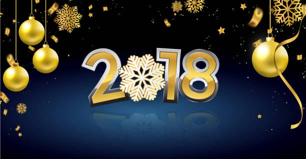 istock Happy New Year 2018. background with gold ribbons and confetti. 873559268