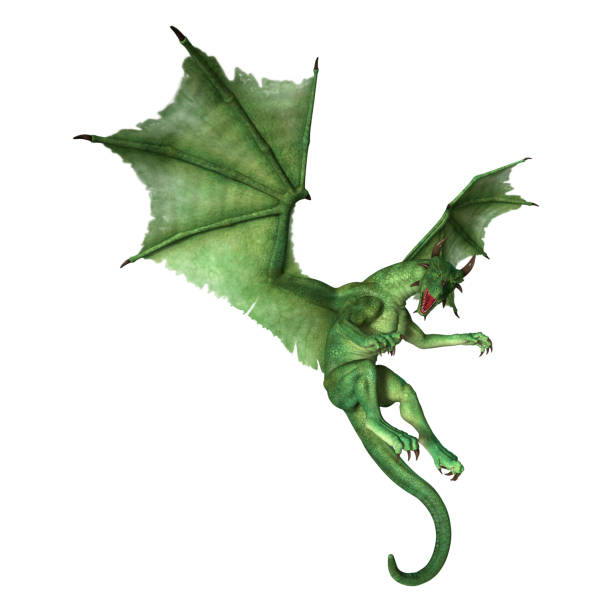 istock 3D rendering green fantasy dragon on white 873560158