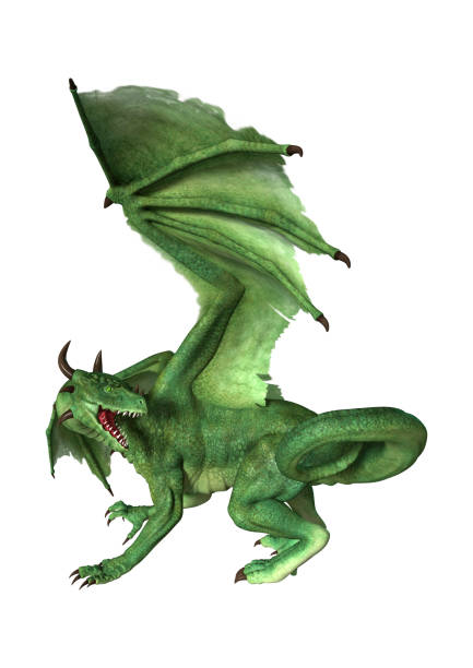 istock 3D rendering green fantasy dragon on white 873560218