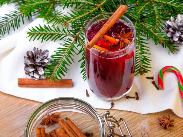 istock Christmas mulled wine with cinnamon, orange and anise 873566576