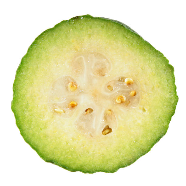 istock Slice of feijoa fruit isolated on white background 873569974