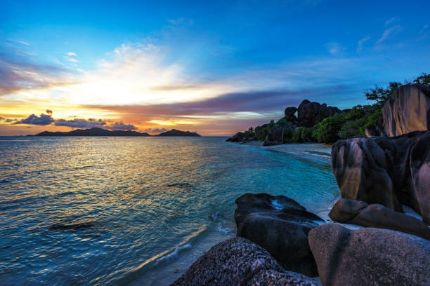 istock romantic sunset in paradise, silver spring cove, the dike, seychelles 4 873577462
