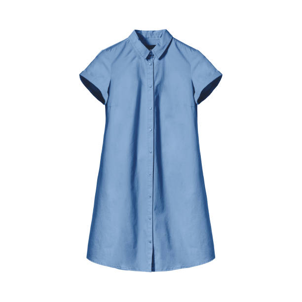 istock Cyan blue long woman`s shirt isolated on white background 873577690