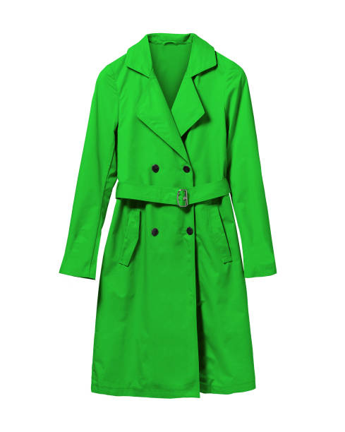 istock Green elegant woman autumn coat isolated white 873577726