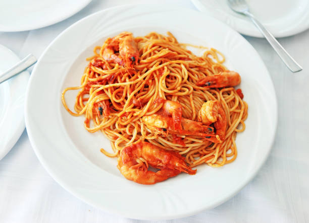 istock spaghetti with shrimps at a greek tavern 873580776