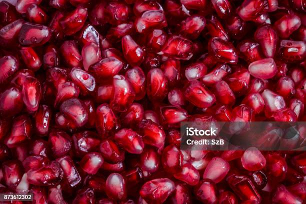 Full Frame Shot Of Fresh Red Pomegranate Seeds Stock Photo - Download Image Now - Pomegranate, Abundance, Antioxidant