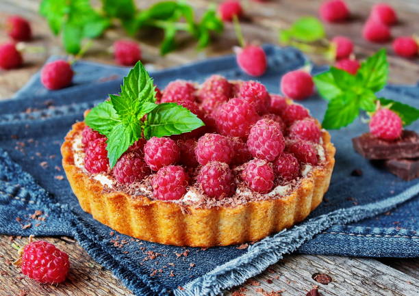 Home made delicious tart with raspberries