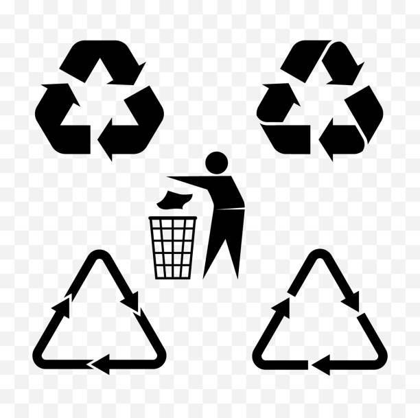 recycle symbols recycle symbols icons garbage can stock illustrations