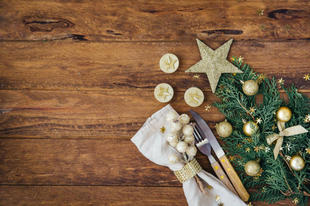 istock Christmas and New year table place setting 873616860