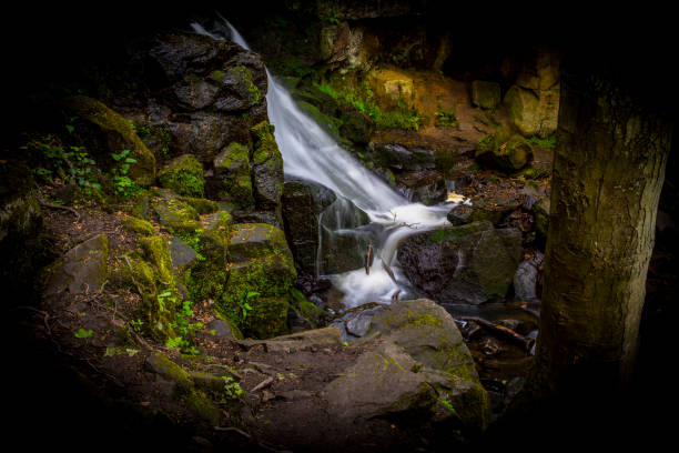 Waterfall in the Lumsdale Valley, Matlock, Derbyshire, Peak District, England