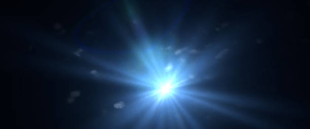 istock bright blue lens flare with bokeh effects, overlay texture in front of a black background, pop under format 873635624
