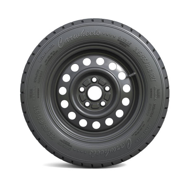 istock Classic black car wheel isolated on white background 873636020