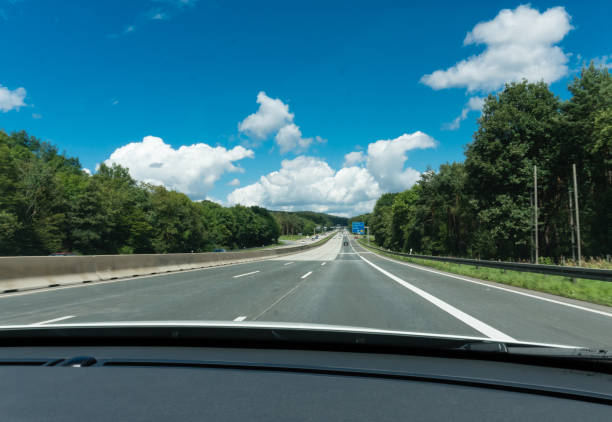 istock on the empty German highway seen from the car 873638964