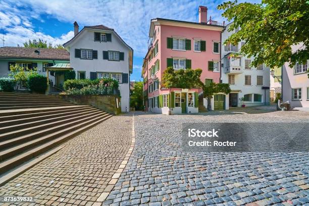 Square In Zurich Stock Photo - Download Image Now - Zurich, Old Town, Cobblestone