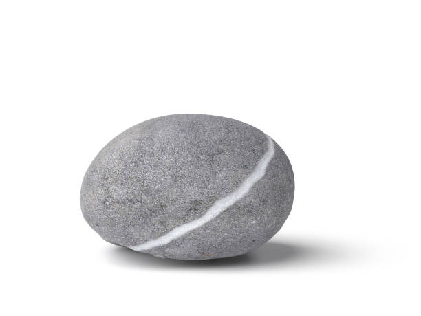 natural gray stone with white line isolated on white background