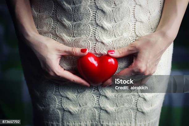 Hand Female Holding Heart Stock Photo - Download Image Now - Covering, Vagina, Women