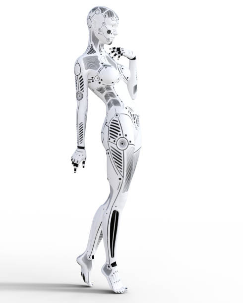 istock Robot woman. White metal droid. Artificial Intelligence. 873663560