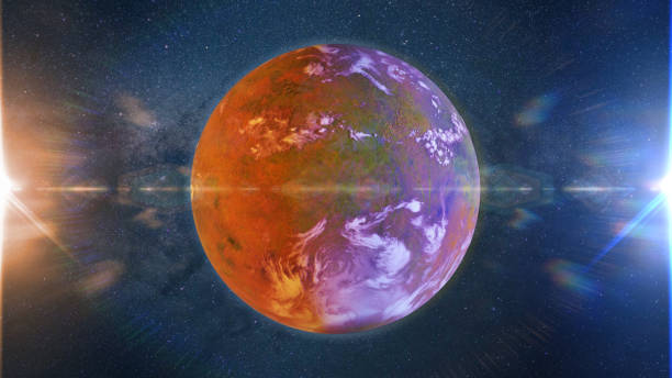 istock beautiful exoplanet, part of an alien binary star system with a red and blue star (3d space illustration) 873663790
