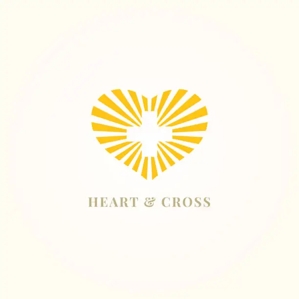 Vector illustration of Heart and Cross vector logo design