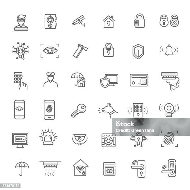 Simple Set Of Home Security Related Vector Line Icons Stock Illustration - Download Image Now