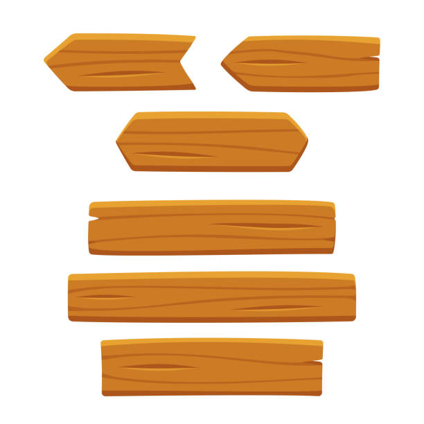 stockillustraties, clipart, cartoons en iconen met houten planken set - plank timmerhout