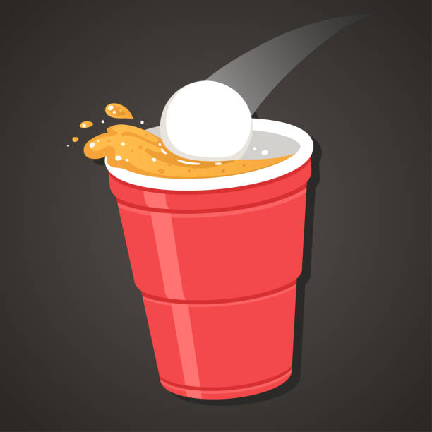 stockillustraties, clipart, cartoons en iconen met bier pong illustratie - verjaardagsspellen