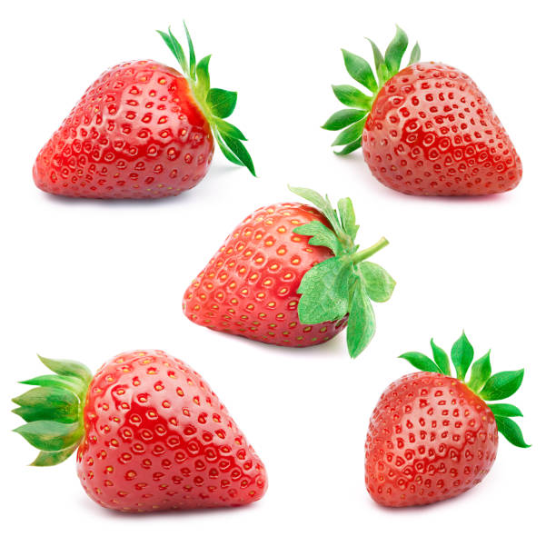istock Set of five strawberries isolated 873673062