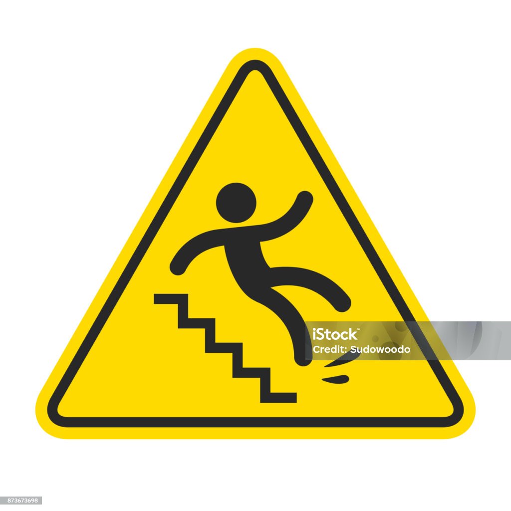 ADVERTENCIA de escaleras resbaladizas - arte vectorial de Escaleras libre de derechos