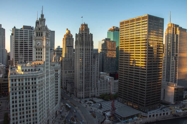 istock Chicago skyline. Chicago downtown skyline at dusk. 873674280