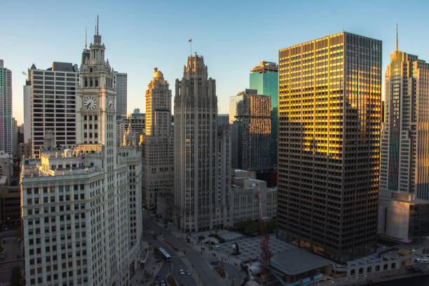 istock Chicago skyline. Chicago downtown skyline at dusk. 873674434