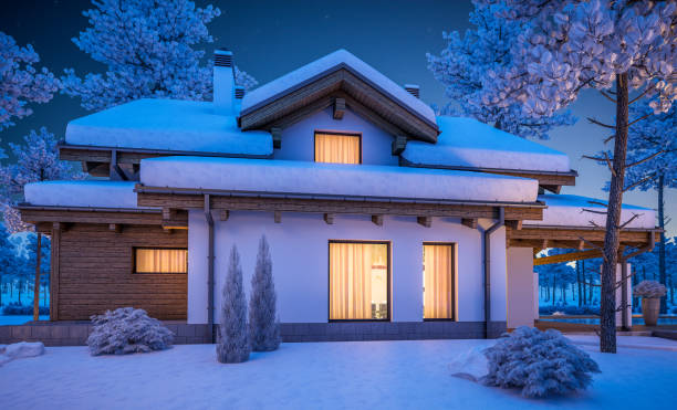 istock 3d rendering of modern cozy house in chalet style 873678048
