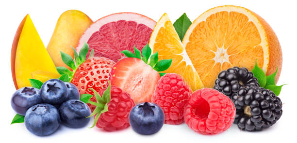 istock Group of fruits isolated on white 873687462