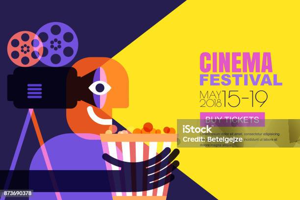 Vector Cinema Festival Poster Flyer Background Sale Tickets Banner Background Movie Time And Entertainment Concept Stock Illustration - Download Image Now