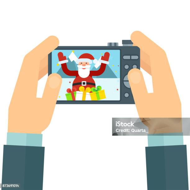 Santa Using Camera Camera And Santa Stock Illustration - Download Image Now - Abstract ...