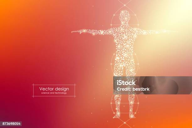 Abstract Human Body With Molecules Dna Medicine Science And Technology Concept Vector Illustration Stock Illustration - Download Image Now