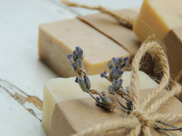 istock Handmade spa bath soap on vintage wooden background. 873702306