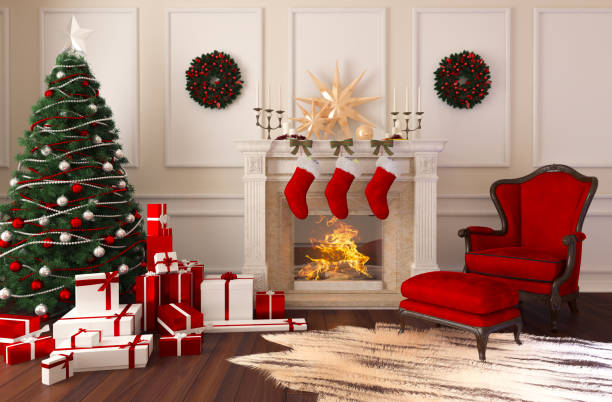 living room at Christmas time