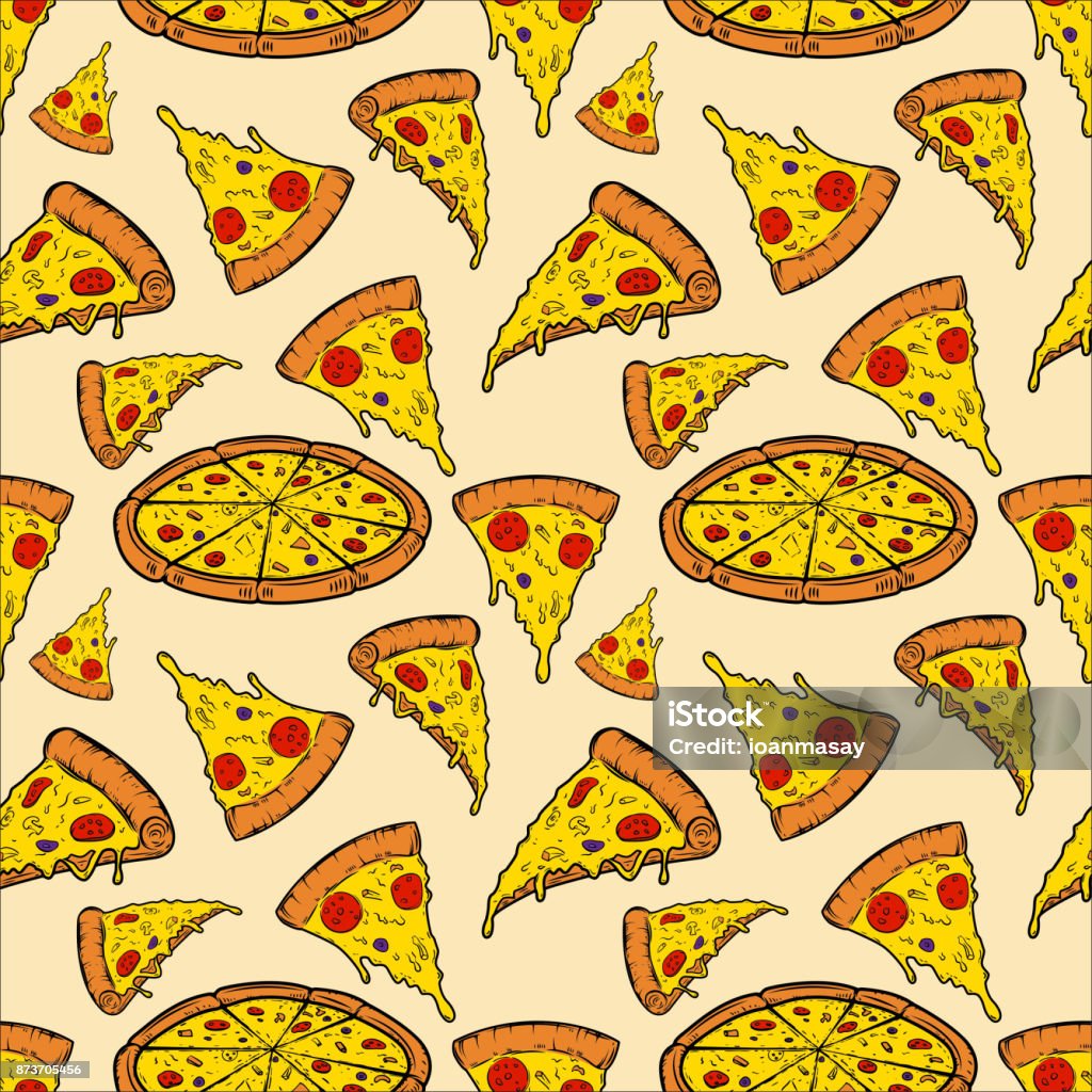 Pizza Pattern Realistic Seamless Pattern With Pizza Vector Illustration Stock Illustration ...