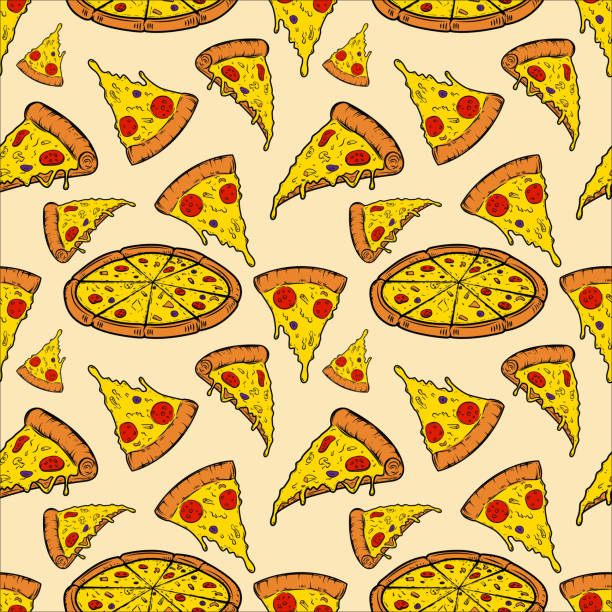 Seamless pattern with pizza. Vector illustration Seamless pattern with pizza. Vector illustration pizza designs stock illustrations