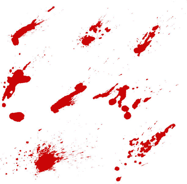 Set of blood splashes isolated on white background. Vector design element Set of blood splashes isolated on white background. Vector design element splattered blood stock illustrations