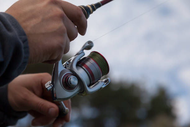 istock Fisherman hands holding a spinning reel 873705946