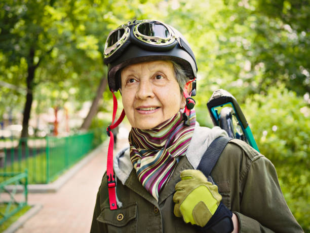 istock Senior woman with scooter 873716534