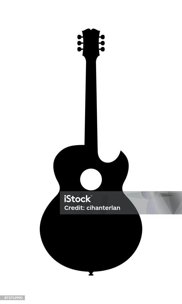 Acoustic Guitar Silhouette Vector Illustration Of Hand Drawn, Unmarked, Imaginary Acoustic Guitar Silhouette. Release not needed, no copyright infringement. Classical Guitar stock vector