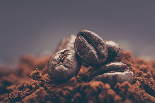 Preparing coffee close up. Photo filtered in vintage style.