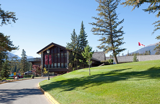 Jasper, Alberta: October 5, 2017: the main building at Fairmont Resort Jasper