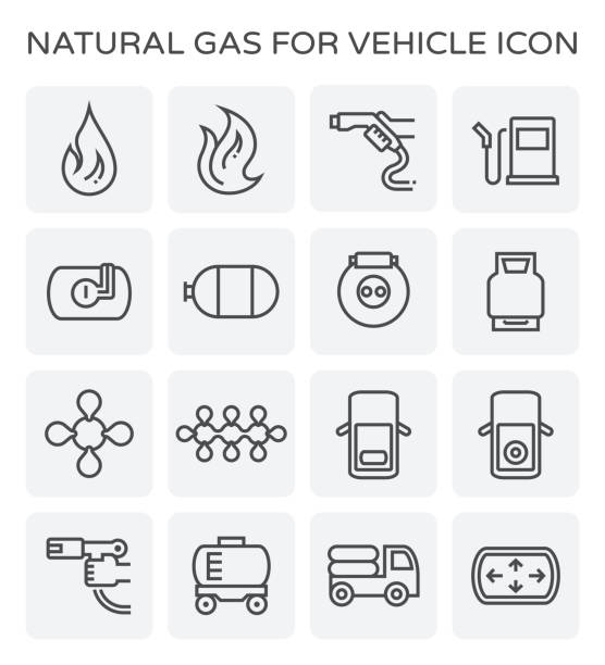 illustrations, cliparts, dessins animés et icônes de icône de gaz naturel - compressed natural gas