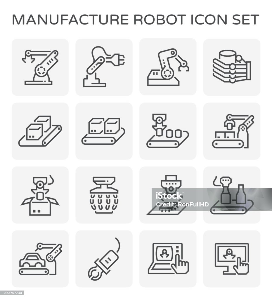 fabricación de icono de robot - arte vectorial de Ícono libre de derechos