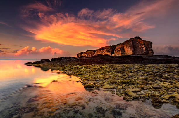 Morning scenery tanjung aan , lombok, indonesia