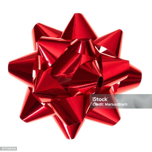 Red Bow Isolated Stock Photo - Download Image Now - Tied Bow, Christmas, Red